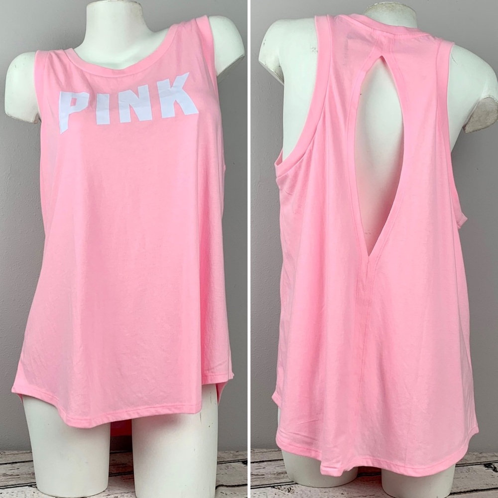 NWT XL PINK Victoria’s Secret Tank Top Slit Back Racerback Open Relaxed Yoga